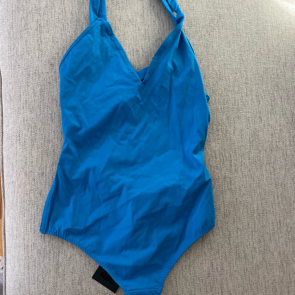 NBD Blue One Piece Swimsuit with Plunging V-Neckline